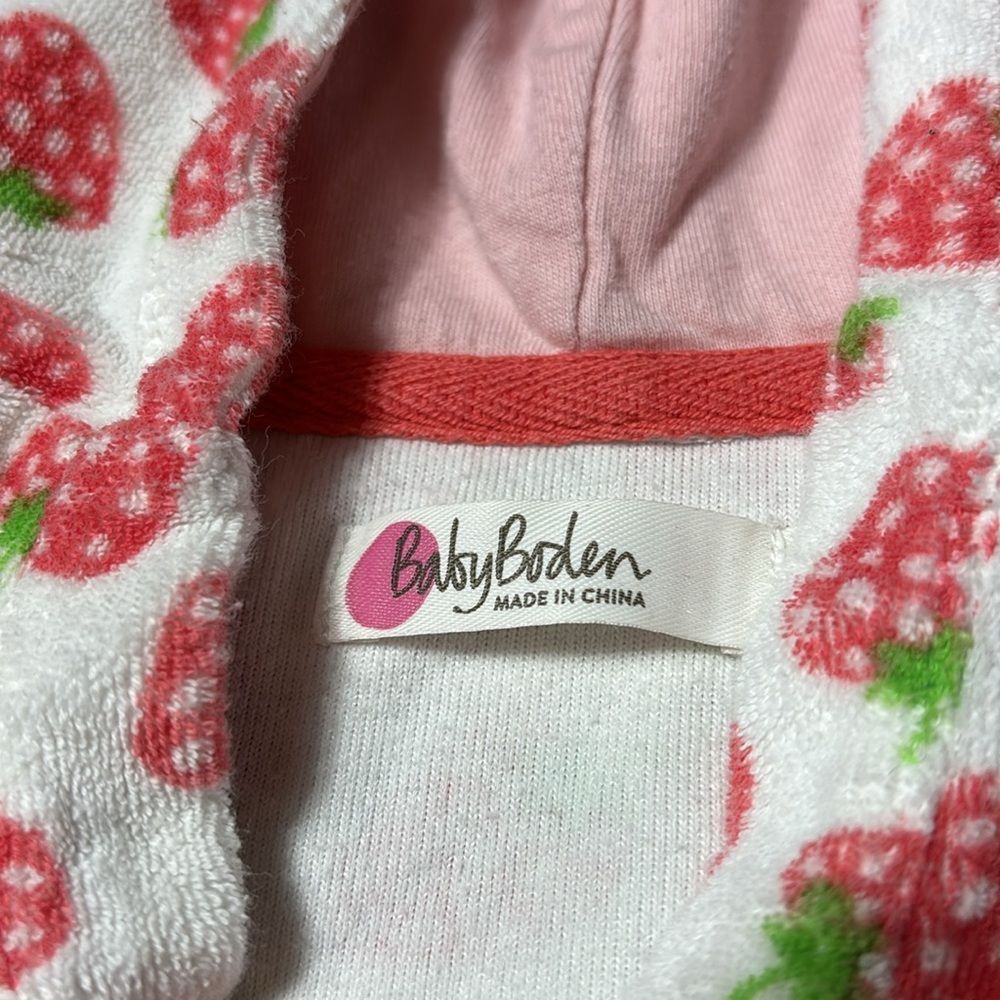 Baby Boden Strawberry Print Kids Pajama Robe - Pink and Green - Picture 2 of 4